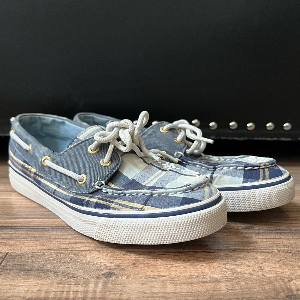 Women’s Sperry Blue Plaid Top-Siders